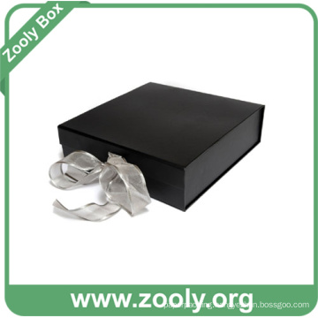 Small Black Decorative Paper Folded Box with Ribbon